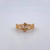 Anillo Corona 2.7gr / T7 / Circones Blancos Oro Amarillo 18K $