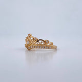Anillo Corona 2.7gr / T7 / Circones Blancos Oro Amarillo 18K $