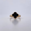 Anillo Trebol 4.1gr / T7 1/2 / Onix Negro Oro Amarillo 18K $