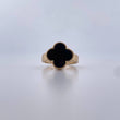 Anillo Trebol 2.85gr / T8 1/4 / Onix Negro  Oro Amarillo 18K $