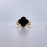 Anillo Trebol 2.85gr / T8 1/4 / Onix Negro  Oro Amarillo 18K $