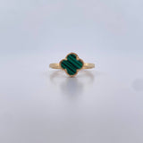 Anillo Trebol 1.75gr / T6 1/2 / Malaquita Verde Oro Amarillo 18K $