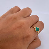 Anillo Trebol 1.75gr / T6 1/2 / Malaquita Verde Oro Amarillo 18K $