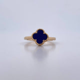 Anillo Trebol 3.15gr / T6 3/4 / Piedra Morada Oro Amarillo 18K $