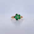 Anillo Flor 2.3gr / T7 / Circones Blancos Verdes Oro Amarillo 18K $
