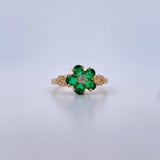 Anillo Flor 2.3gr / T7 / Circones Blancos Verdes Oro Amarillo 18K $