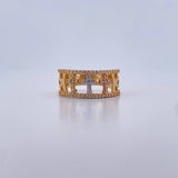 Anillo Argolla Tres Cruces 3.85gr / T7 1/4 / Circones Blancos  Tres Oros 18K $