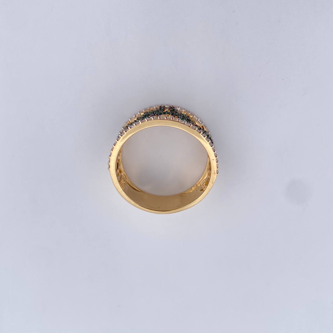 Anillo Media Flor 5.7gr / T8 / Circones Blancos Verdes Oro Amarillo 18K $