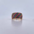 Anillo Tupido 4.95gr / T7 / Circones De Colores Oro Amarillo 18K $