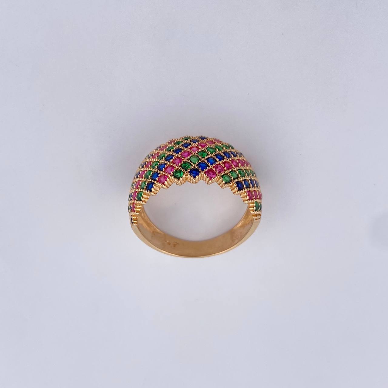 Anillo Tupido 4.95gr / T7 / Circones De Colores Oro Amarillo 18K $