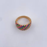 Anillo Tupido 4.95gr / T7 / Circones De Colores Oro Amarillo 18K $