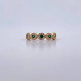 Anillo Tupido 2.05gr / T6 1/4 / Circones Blancos Verdes Oro Amarillo 18K $