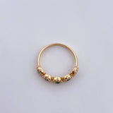 Anillo Tupido 2.1gr / T7 1/4 / Circones Blancos Verdes Oro Amarillo 18K $