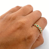 Anillo Tupido 2.1gr / T7 1/4 / Circones Blancos Verdes Oro Amarillo 18K $