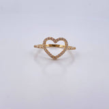 Anillo Silueta Corazon 1.55gr / T8 / Circones Blancos Oro Amarillo 18K $