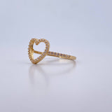 Anillo Silueta Corazon 1.55gr / T8 / Circones Blancos Oro Amarillo 18K $