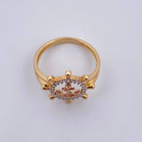 Anillo Timon Ancla 2.85gr / T7 / Circones Blancos Tres Oros 18K $