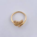 Anillo Hoja 2.4gr / T6 / Circones Blancos Oro Amarillo 18K $