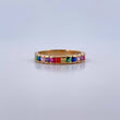 Anillo Argolla Cuadros 2.45gr / T7 1/2 / Circones De Colores Oro Amarillo 18K $