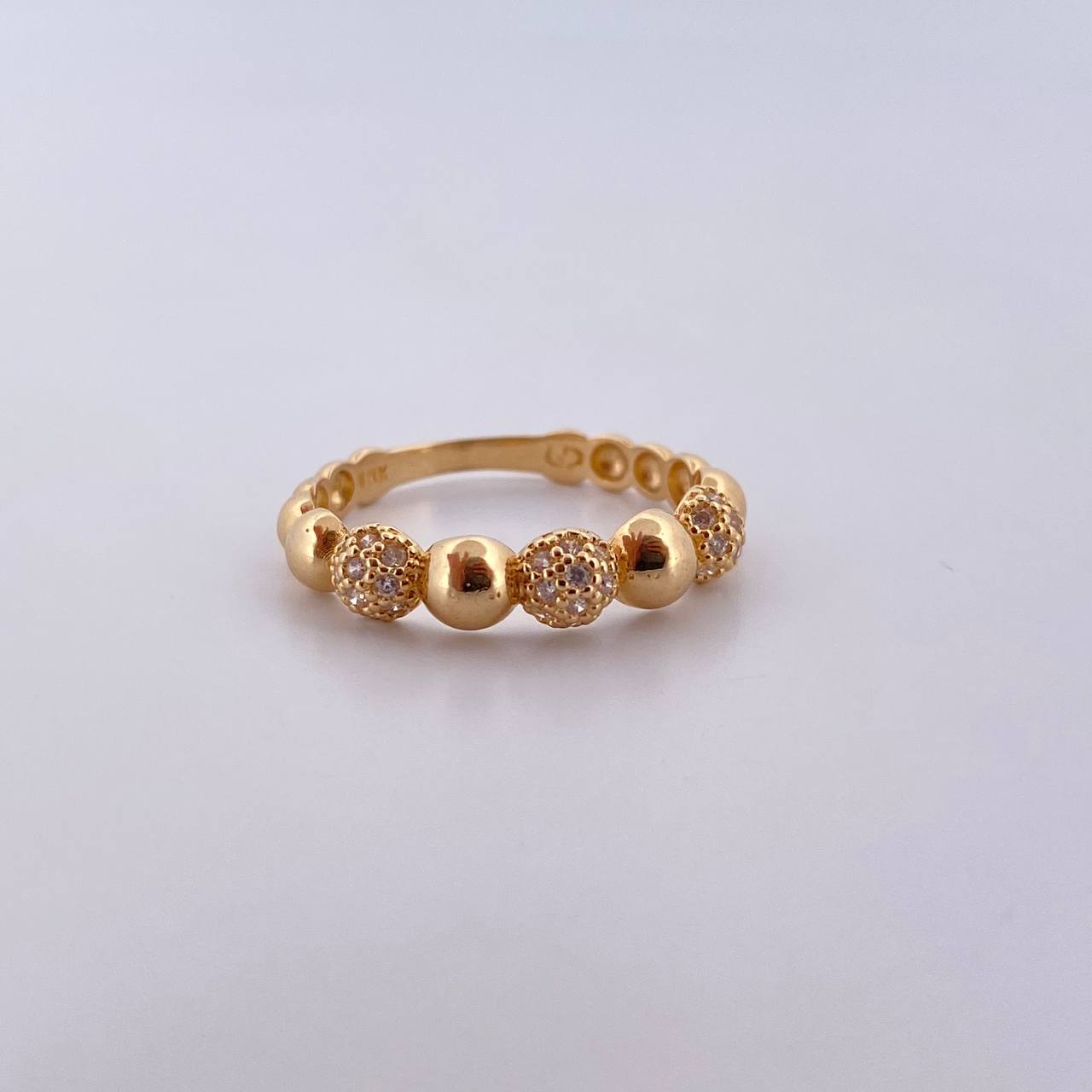 Anillo Burbuja 2.3gr / T6 1/4 / Circones Blancos Oro Amarillo 18K $