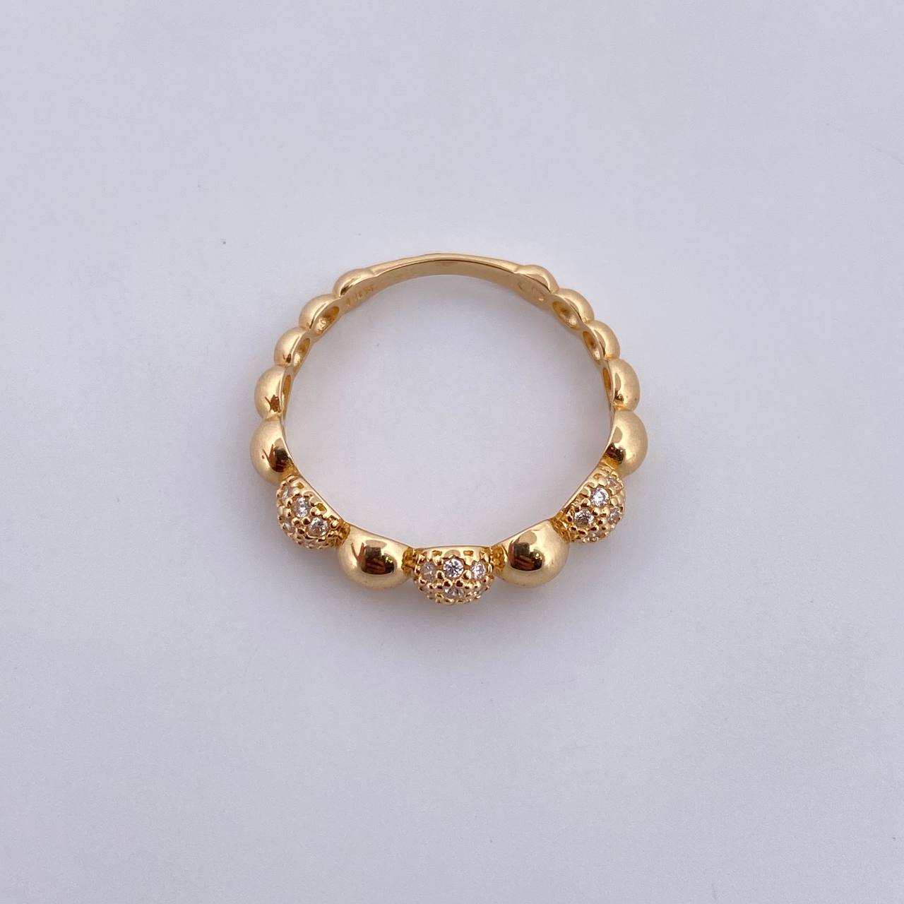 Anillo Burbuja 2.3gr / T6 1/4 / Circones Blancos Oro Amarillo 18K $