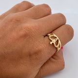 Anillo Corona Real 3.3gr / T6 1/4 / Circones Blancos Oro Amarillo 18K $