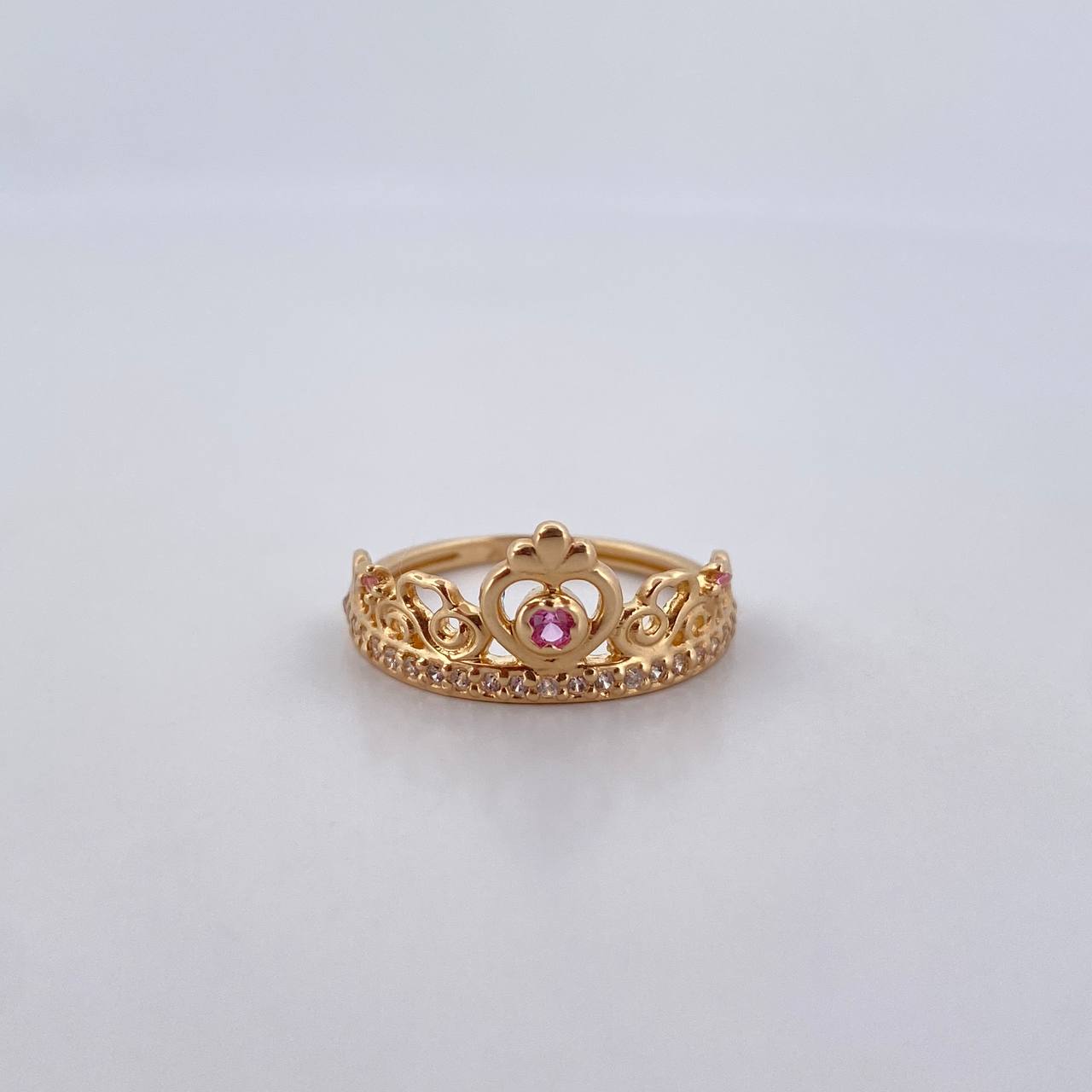 Anillo Corona  2.1gr / T5 3/4 / Circones Blancos Rosado Oro Amarillo 18K $