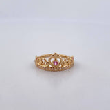 Anillo Corona  2.1gr / T5 3/4 / Circones Blancos Rosado Oro Amarillo 18K $