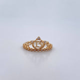 Anillo Corona 15's  1.8gr / T5 1/4 / Circones Blancos Oro Amarillo 18K $