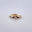 Anillo Solitario Churumbela Corazon 2.3gr / T6 1/4 / Circones Negros Blancos Oro Amarillo 18K $