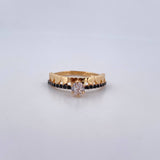 Anillo Solitario Churumbela Corazon 2.3gr / T6 1/4 / Circones Negros Blancos Oro Amarillo 18K $