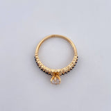 Anillo Solitario Churumbela Corazon 2.3gr / T6 1/4 / Circones Negros Blancos Oro Amarillo 18K $