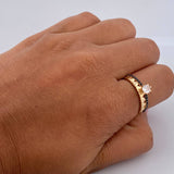 Anillo Solitario Churumbela Corazon 2.3gr / T6 1/4 / Circones Negros Blancos Oro Amarillo 18K $