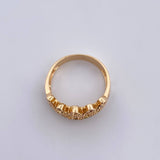 Anillo Corona 3.9gr / T7 1/2 / Circones Blancos Verdes Oro Amarillo 18K $