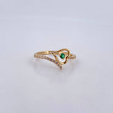 Anillo Corazon Churumbela 1.8gr / T7 1/2 / Circones Blancos Verde Oro Amarillo 18K $
