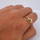 Anillo Corazon Churumbela 1.8gr / T7 1/2 / Circones Blancos Verde Oro Amarillo 18K $