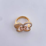 Anillo Silueta Mariposa 5.3gr / T5 1/2 / Circones Blancos Tres Oros 18K $