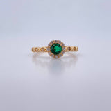 Anillo Halo 1.8gr / T5 3/4 / Circones Blancos Verdes Oro Amarillo 18K $