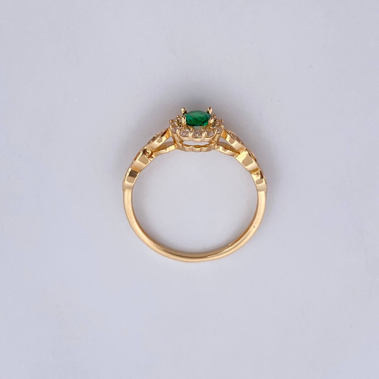 Anillo Halo 1.8gr / T5 3/4 / Circones Blancos Verdes Oro Amarillo 18K $