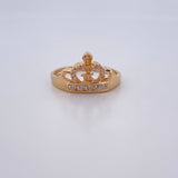 Anillo Corona 15's  2.2gr / T6 1/4 / Circones Blancos Oro Amarillo 18K $