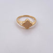 Anillo Trebol 2.3gr / T6 1/4 / Circones Blancos Oro Amarillo 18K $