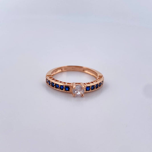 Anillo Solitario BV 2.85gr / T7 / Circones Azules Blanco Oro Rosa 18K $