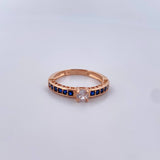Anillo Solitario BV 2.85gr / T7 / Circones Azules Blanco Oro Rosa 18K $