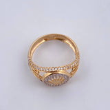 Anillo Corona RX 3.5gr / T8 1/4 / Circones Blancos  Dos Oros Amarillo Blanco 18K $