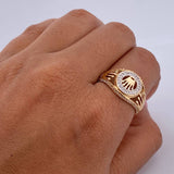 Anillo Corona RX 3.5gr / T8 1/4 / Circones Blancos  Dos Oros Amarillo Blanco 18K $