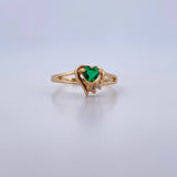 Anillo Corazon 1.95gr / T5 3/4 / Circones Blancos Verdes Oro Amarillo 18K $