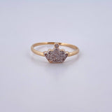 Anillo Corona 1.45gr / T7 1/2 / Circones Blancos Dos Oros Amarillo Blanco 18K $