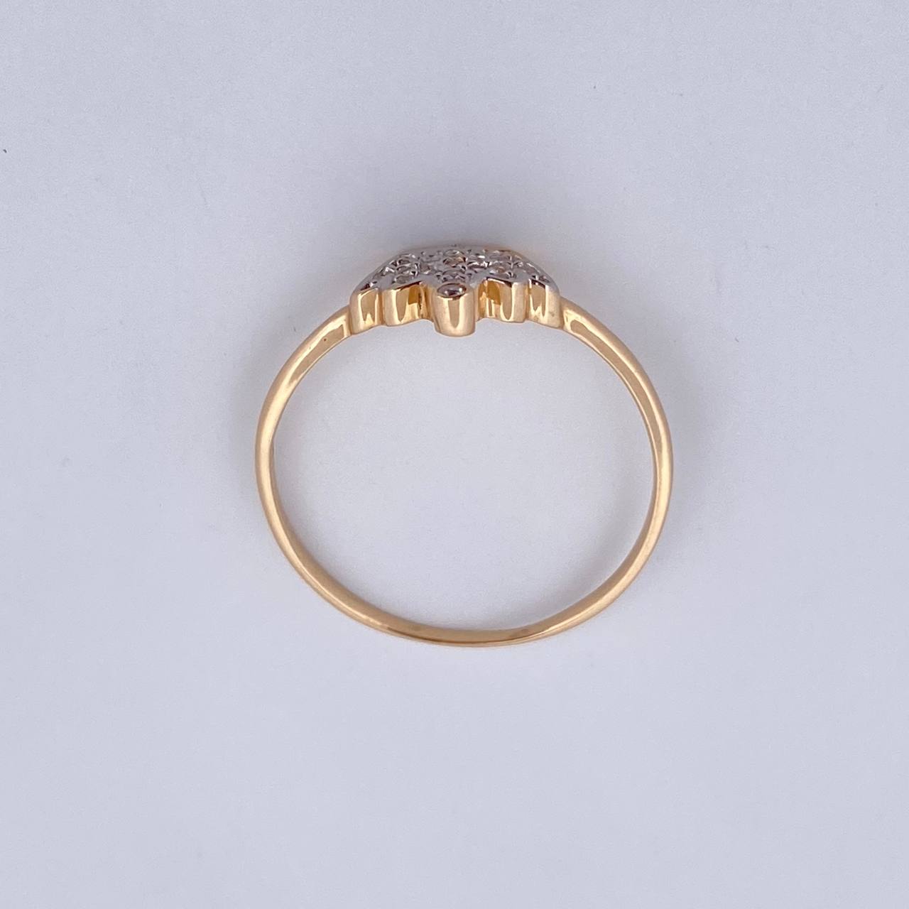Anillo Corona 1.45gr / T7 1/2 / Circones Blancos Dos Oros Amarillo Blanco 18K $