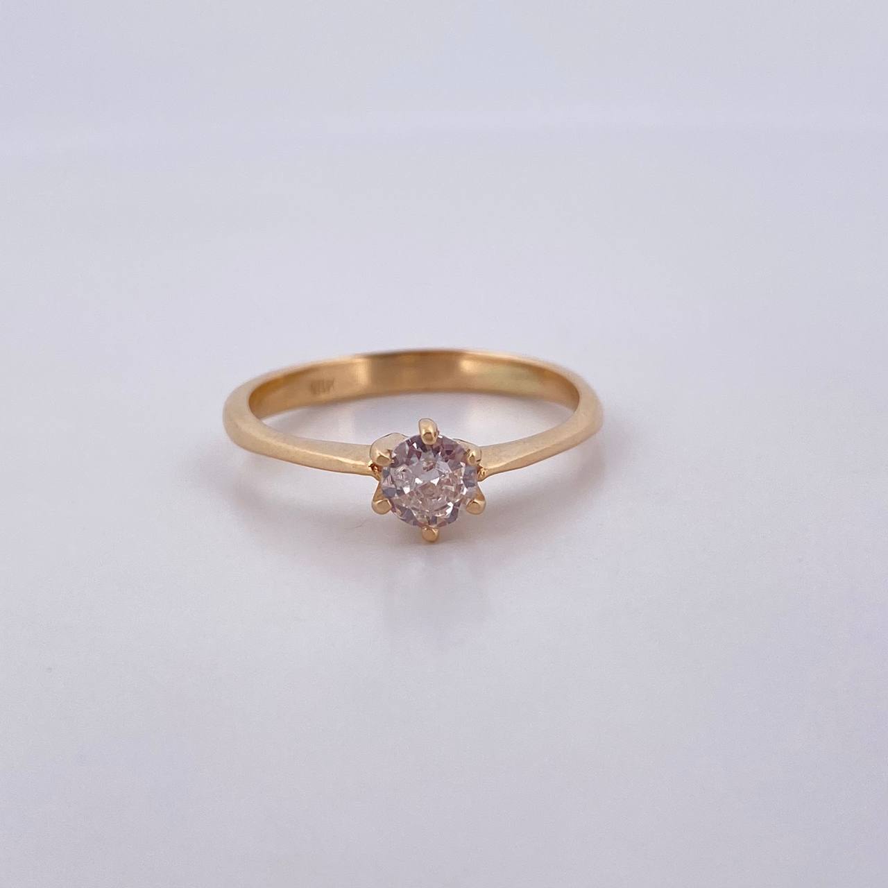 Anillo Solitario 2.4gr / T6 3/4 / Circon Blanco Oro Amarillo 18K $