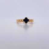 Anillo Trebol Cubano 2.9gr / T7 / Onix Negro Oro Amarillo 18K $